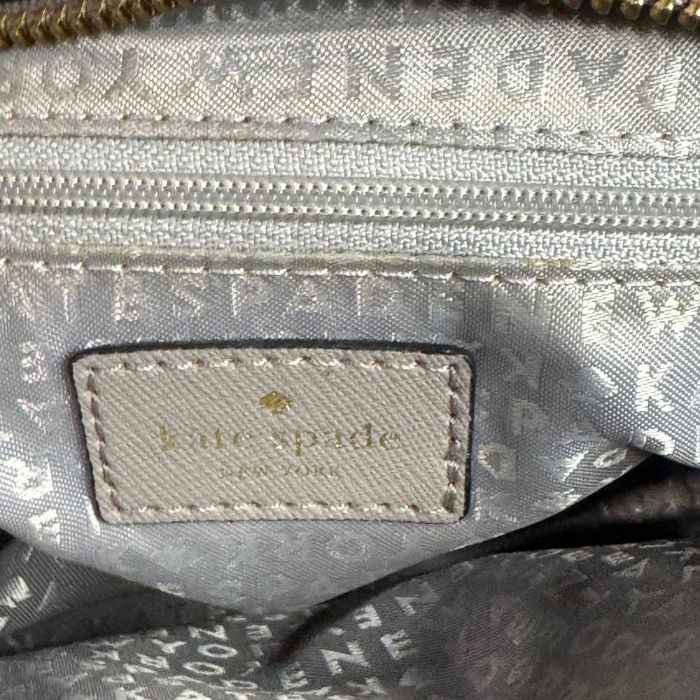 Kate Spade Star Bright Owl Lottie Satchel Taupe Saffiano Leather Crossbody Bag